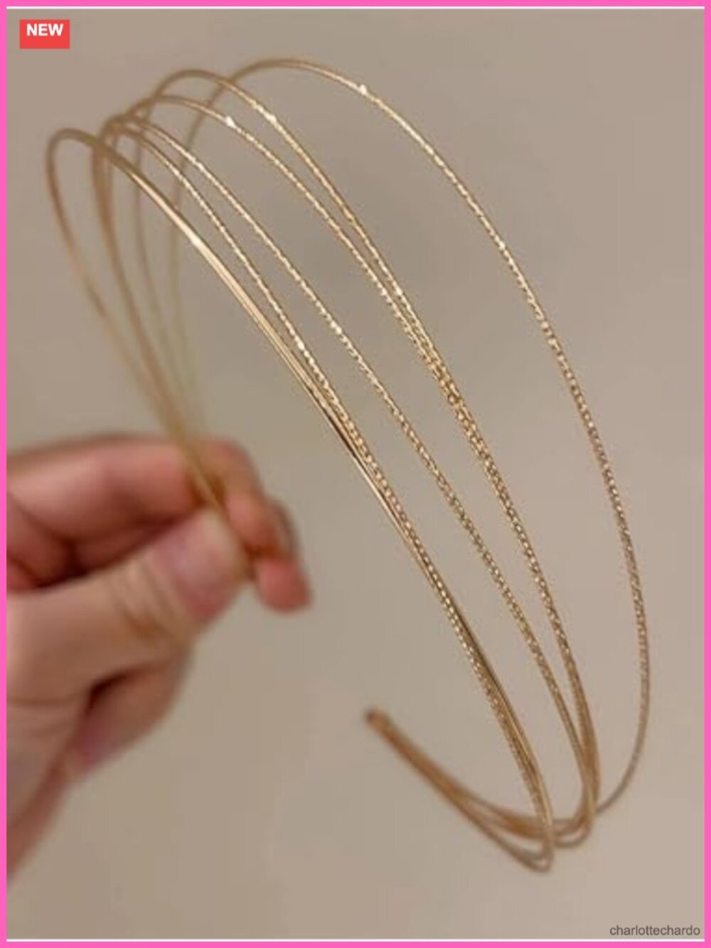2Pk Metal Layered Headbands Thin Gold Adjustable Elegant Hair Accessories